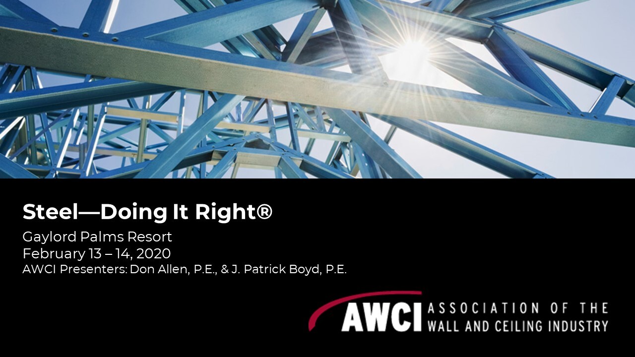 Don Allen, PE, of Super Stud Building Products to be presenting Steel Doing It Right at Florida Chapter's Annual Conference